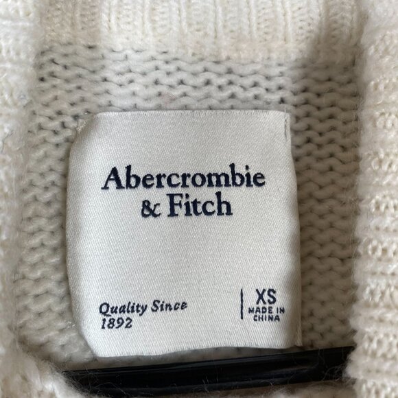 Abercrombie & Fitch Fair Isle Knit Sweater White/Red/Navy Wool Blend Womens XS - Picture 5 of 9